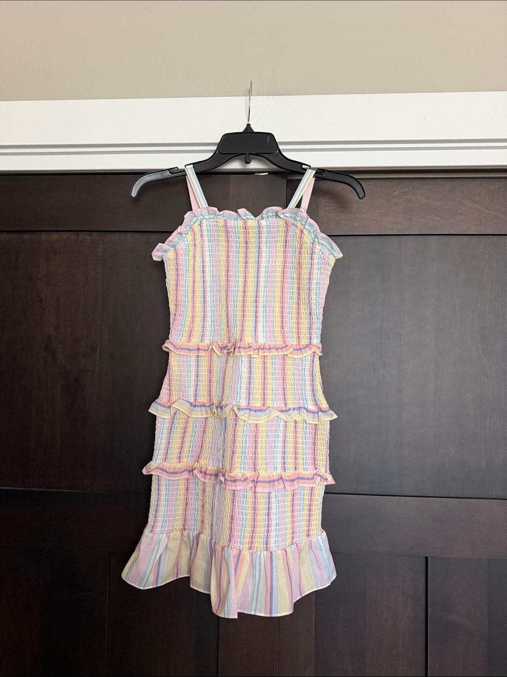Blush by Us Angels tiered Ruffle Striped Smocked Dress size 10
